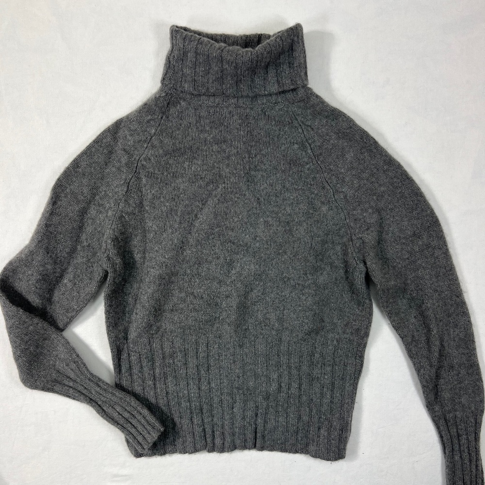 Grey Turtleneck Crop Sweater